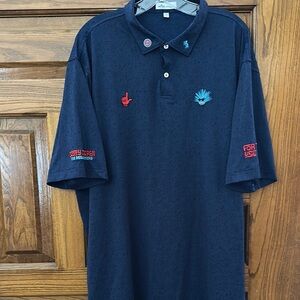 Scotty Cameron Polo Shirt Blue and Red Embroidered Design
